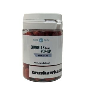 dumbells pop-up o smaku truskawka w kolorze czerwonym w rozmiarze 8mm w słoiku o pojemności 80ml