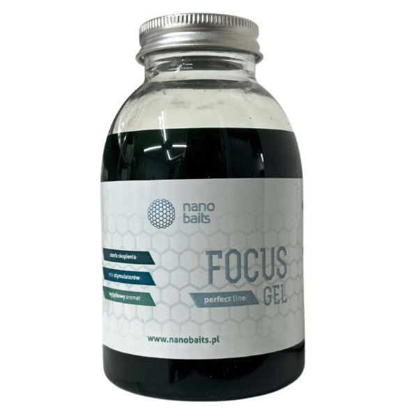 Obrazek przedstawia focus gel w butelce o pojemności 300g. Butelka ma białą etykietę z niebieskimi napisami.